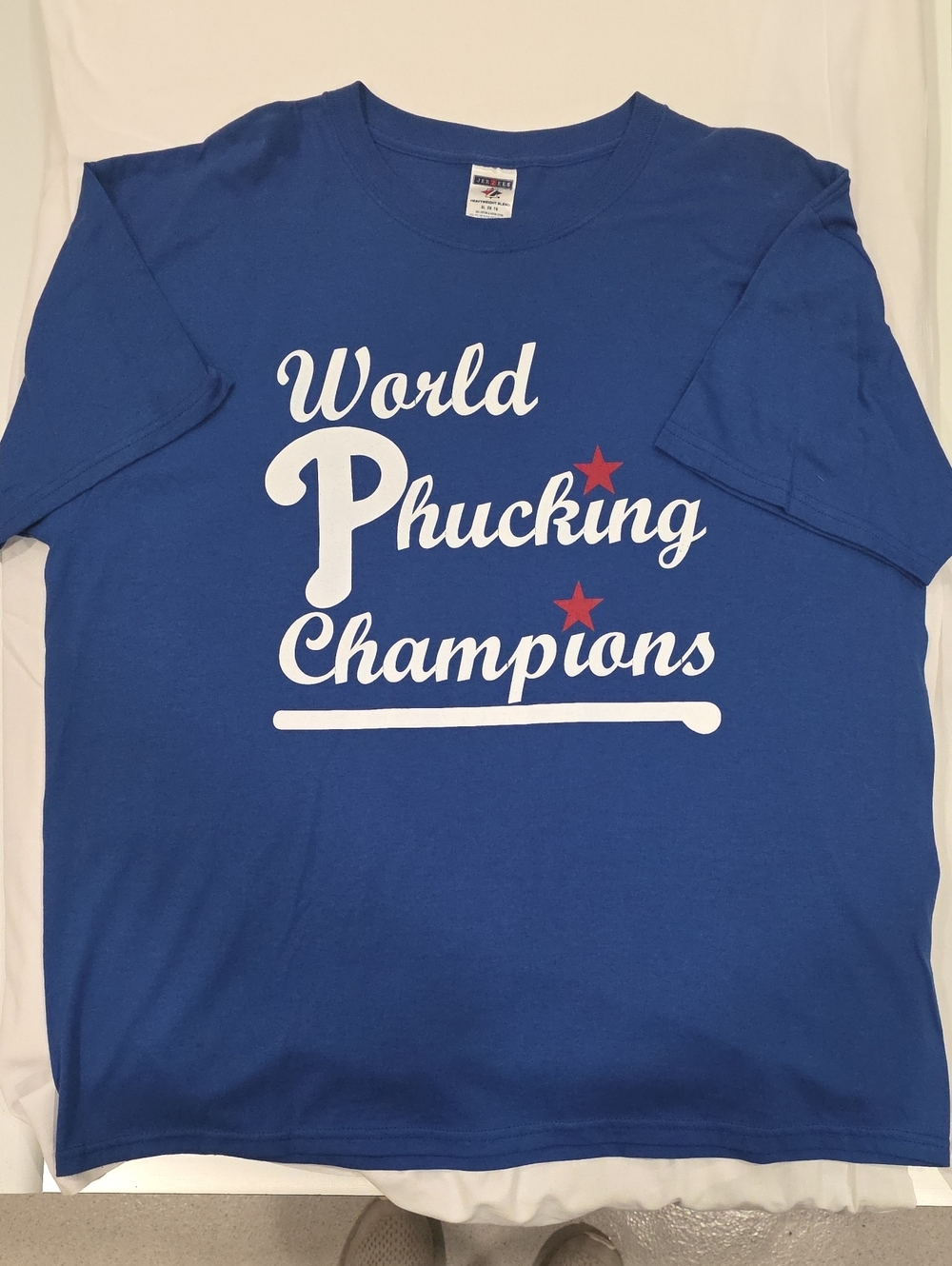 2008 Phillies Blue "World Phucking Champions" Graphic Tee Chase Utley